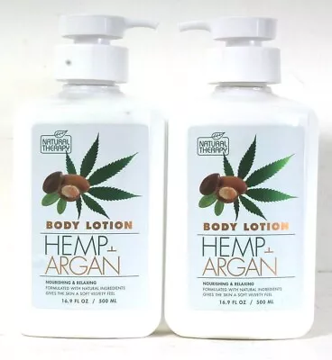 2 Bottles Natural Therapy 16.9 Oz Hemp & Argan Nourish & Relaxing Body Lotion • $29.99