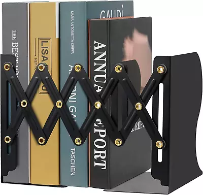 Adjustable Bookends Heavy Duty Metal Book Ends Expandable Bookcase Book Holder • $20.45