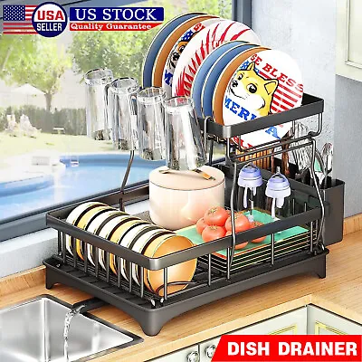 Metal Over The Sink Dish Drying Rack Drainer Shelf For Kitchen Supplies Storage • $26.99