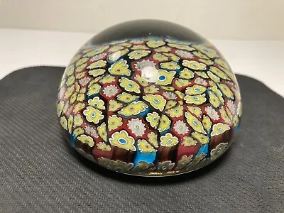 Vintage Murano Style Art Glass Large Millefiori Paperweight 3.5” • $19.99