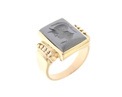 Mens Estate Vintage 10k Yellow Gold Carved Cameo Ring • $295