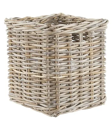 £31.99 • Buy Wicker Storage Basket Square Grey Buff Rattan