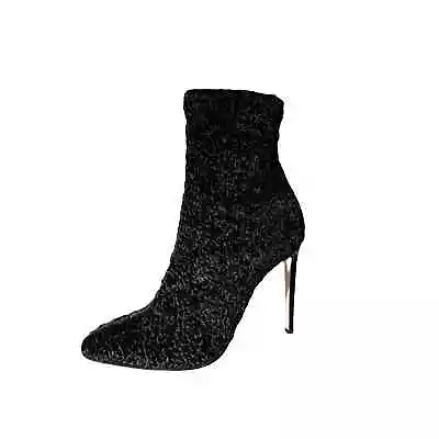 Giuseppe Zanotti Bimba Fitzgerald Stretch Velvet Black Stiletto Nero Ankle Boots • $155