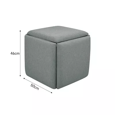 Magic Cube Stools 5-In-1 Square Nesting Ottoman Footrest Coffee Table Stool Seat • £95.95