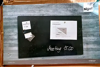 NEW Sigel Magnetic Glass Board Artverum Black 78cm X 48cm • £75.95