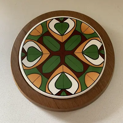 Vintage MCM Tile & Wood Trivet Geometric Op Art Mid Century Modern Japan • $14.99