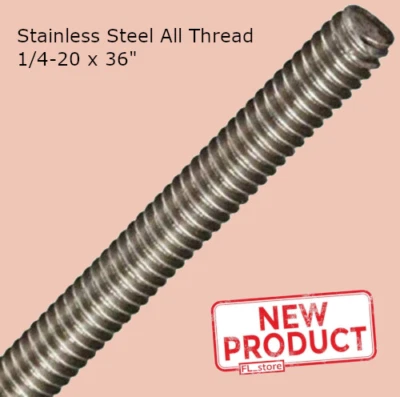 $16.29 • Buy Stainless Steel All Thread 1/4-20 X 36  Threaded Rod Grade 316 3 Ft. Length NEW