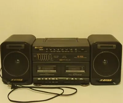 Vintage SHARP WF-A500 Black Boombox Radio Dual Tape Deck EQ X-BASS Tested Works! • $34.99