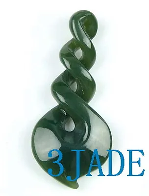 Natural Nephrite Jade Triple Twist Pendant Greenstone Necklace Maori Carving • $23.99