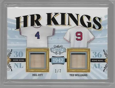 Mel Ott Ted Williams 2022 Leaf Lumber Dual Bat SP #1/7 G/U • $93.60