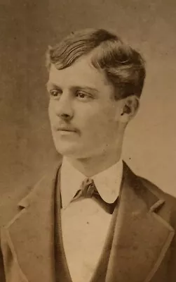 $9.95 • Buy CDV Photo Of Man W/ Whispy Mustache & Knot Tie, Wheeling, W. VA