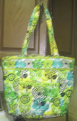 Vera Bradley TOTE/HANDBAG *Limes Up* Floral White Blue Yellow Green • $6.99