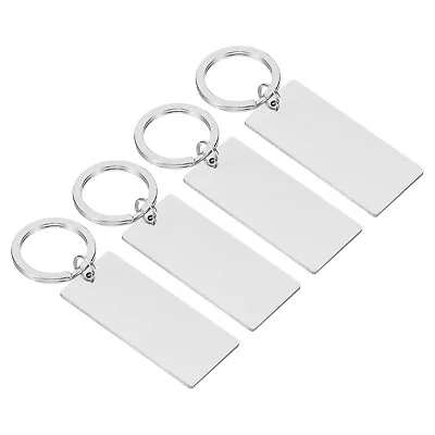 4Pcs Metal Stamping Blanks Metal Keychain Blanks Rectangle Silver Tone • $12.33