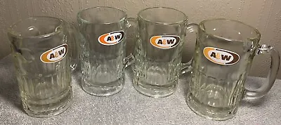 Vintage A&W AW Root Beer Stand Thumbprint Dimpled Glass Heavy Mugs Lot 4 • $24.99
