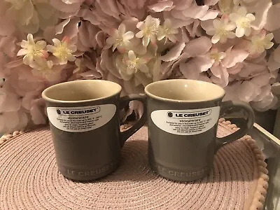 2 Le Creuset Stoneware Coffee Mugs Gris Grey 400ml • £24