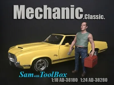 American Diorama 1:18 Scale (10 Cm) Mechanic Figure Sam With Tool Box AD-38180 • $9.99