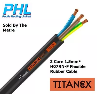 Titanex H07RN-F Flexible Rubber Mains Cable 3G1.5mm² Audio / Visual Per Metre • £1.80