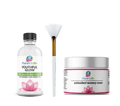 50% Glycolic Acid FACIAL Skin Chemical Kit & Recovery Cream - EXFOLIATE AND GLOW • $22.50