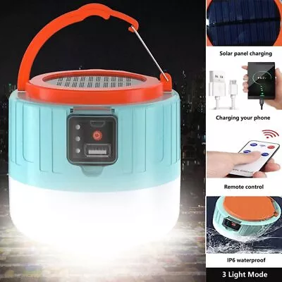 $15.79 • Buy Portable LED Solar Camping Light Lantern Outdoor Tent Lamp USB Rechargeable AU