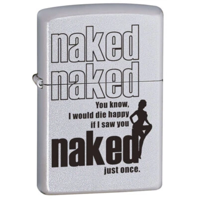 Zippo  Naked Naked  Genuine Satin Chrome Finish Cigar Cigarette Pocket Lighter • $19