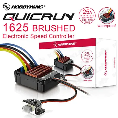Hobbywing QuicRun 1625 25A/100A Brushed ESC 2-3S 6V/1A BEC For 1/18 1/16 Car • £20.23