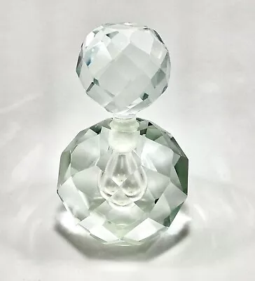 Vintage IRice Clear Hand Cut Crystal Perfume Bottle Japan I W Rice Co • $41