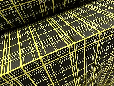 Swimwear Stretch Spandex Jersey Fabric Per Metre - Matrix Print - Black Yellow • £9.99