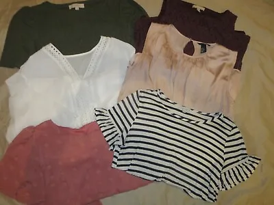 Lot Of 6 Women's Short Sleeved Shirts Banana Republic Loft Shein H&M Green Envel • $15