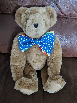 Vermont Teddy Bear #6666 Medium Brown Fully Jointed With Multi-colored Bowtie • $15