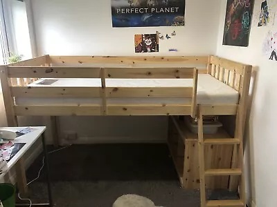 Mid Sleeper Wooden Bed Frame With Free Mattress - Used Collection Arnside • £80