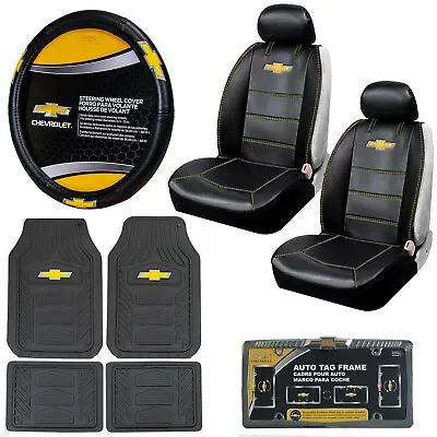 10pc CHEVY Car Truck Suv All Weather Floor Mats Seat Covers Steering Wheel Cover • $120.26
