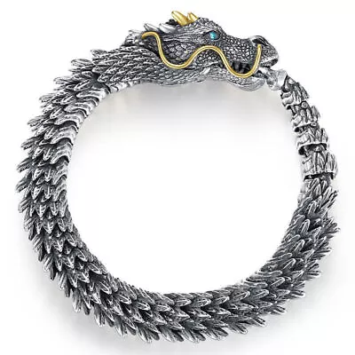 Men 925 Sterling Silver Dragon Viking Bracelet Men's Bracelet Jewelry Lucky Gift • $12.99