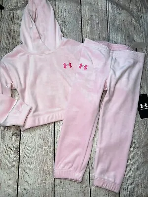 $34.99 • Buy Under Armour Toddler Girls Velour Sweat Suit Outfit Set Pink NEW