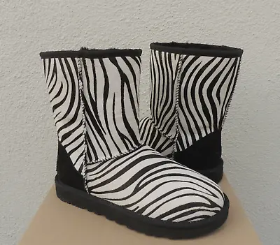 Ugg Classic Short Exotic Zebra Cow Fur Sheepskin Boots Women Us 5/ Eur 36 ~ Nib • $99.95