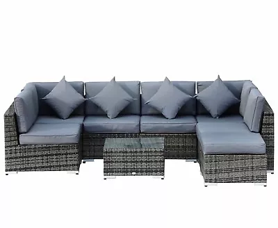 8 Seater Rattan Garden Furniture Set Outdoor Corner Sofa Table Stool Patio • £949.99