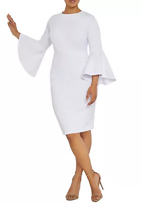 ELOQUII Women's Plus Size Flare Sleeve Scuba Dress • $44.99