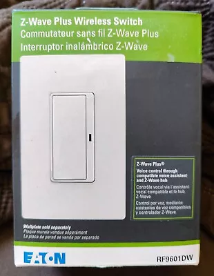 $44.99 • Buy Eaton Z-Wave Plus 15A Single-pole/3-way Smart Push Light Switch, White RF9601DW
