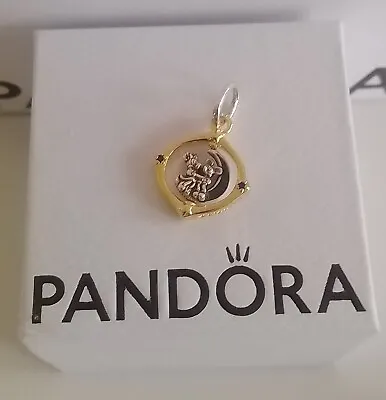 Disney Mickey Mouse & Minnie Mouse Spinning Moon Pandora Dangle Charm • £16.99