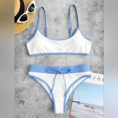 New Zaful Women's Swim Suit High Waist Contrast Bowknot Tank Bikini Size 4/Small • $20