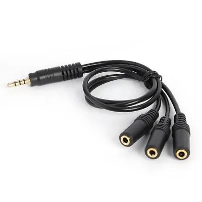 3.5mm 4 Pole Stereo Audio Splitter Earphone Headphone 3 Way Adapter Y-Cable Lead • £3.56