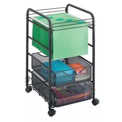 Safco Onyx 2 Drawer Metal Mesh File Cart In Black • $118.09