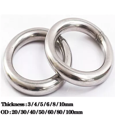 A2 Stainless Steel Round Rings Heavy Duty Solid Metal O Ring Welded OD 20~100mm • $91.75