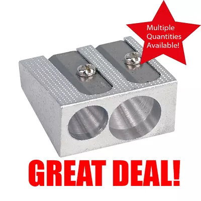 Metal Pencil Sharpener- 2 Hole Double Twin - Traditional -  Heavy Duty • £2.05