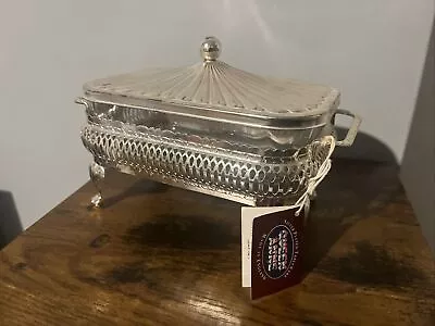 Queen Anne Silver Plated Glass Butter Dish New Slight Wear To Lid From Storage • £20