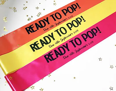 NEW Ready To Pop Personalised Baby Shower Sash Sashes Idea Gift Ideas Luxury • £4.95