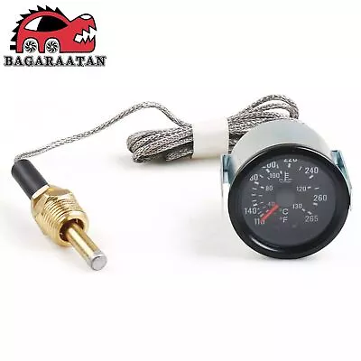 $16.95 • Buy 2'' 52mm Pointer Water Temp Temperature Gauge 1/2''NPT Sensor 40-130℃ & 110-265℉