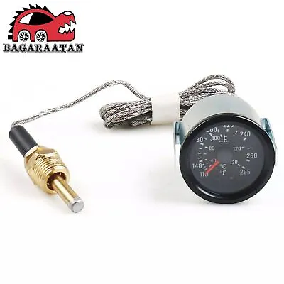 2'' 52mm Pointer Water Temp Temperature Gauge 1/2''NPT Sensor 40-130℃ & 110-265℉ • $15.99