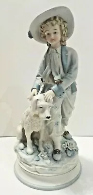 Victorian  Boy With Dog  14 1/2  Tall  Heavy  #2  Special On 2 • $15