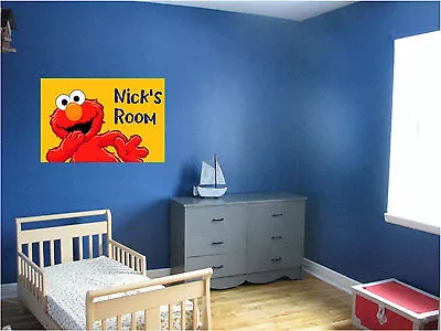 Elmo & Personalized Name Repositionable Color Wall Sticker Wall Mural 24x16 • $19.99