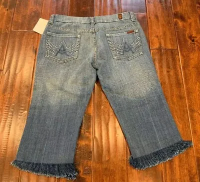 7 For All Mankind Blue Jeweled  Cropped  A-Pocket  Jeans Size 29 • $14.99